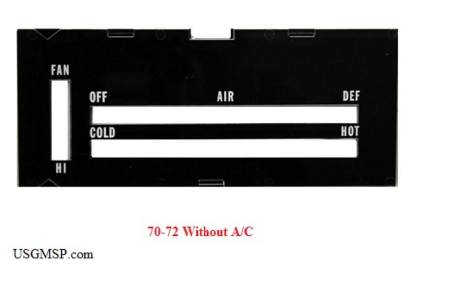 Camaro Fan control temperature Plate: 70-72 Without AC